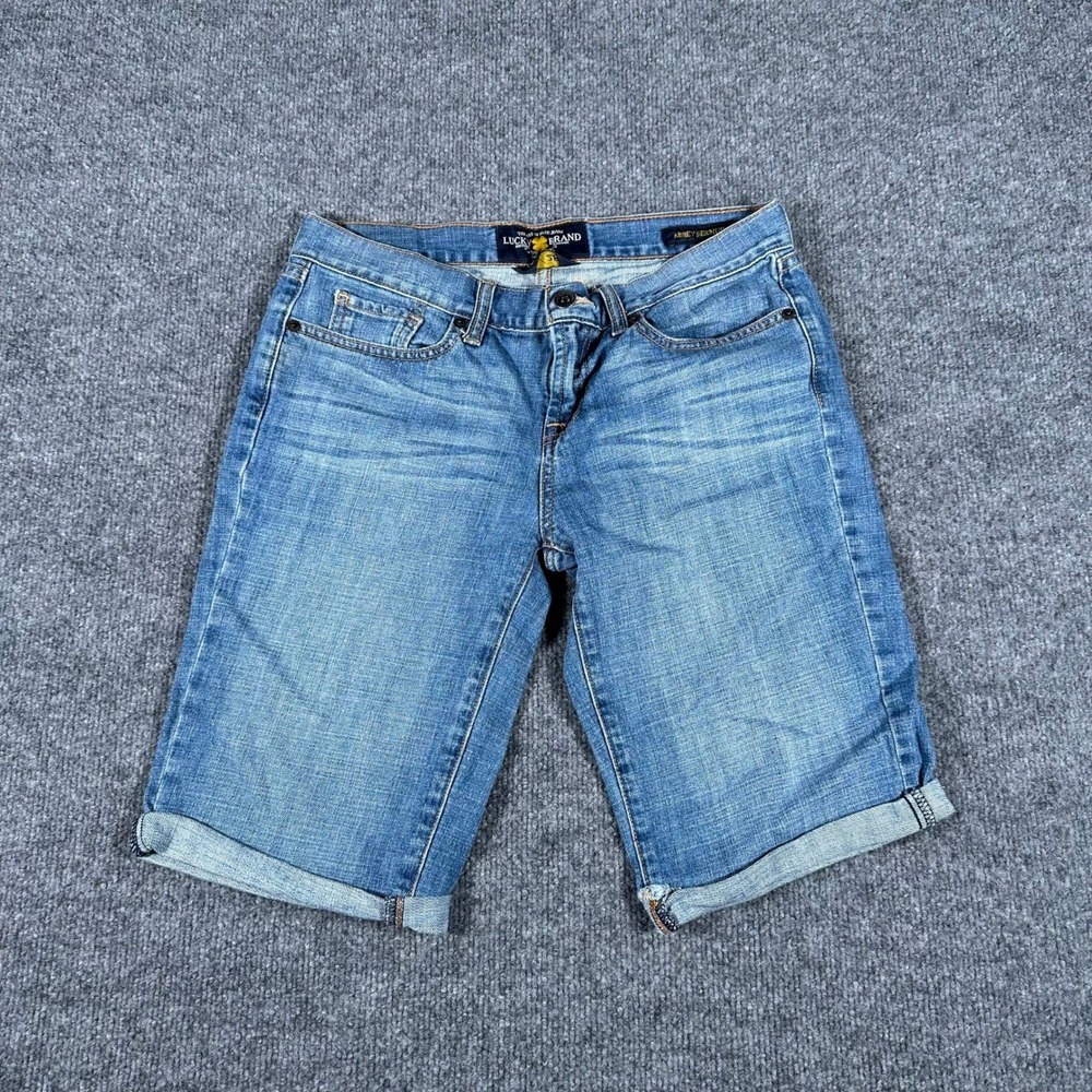 Lucky Brand Shorts Womens Size 6/28 Blue Abbey Bermuda Denim Cuffed Stretch Slim